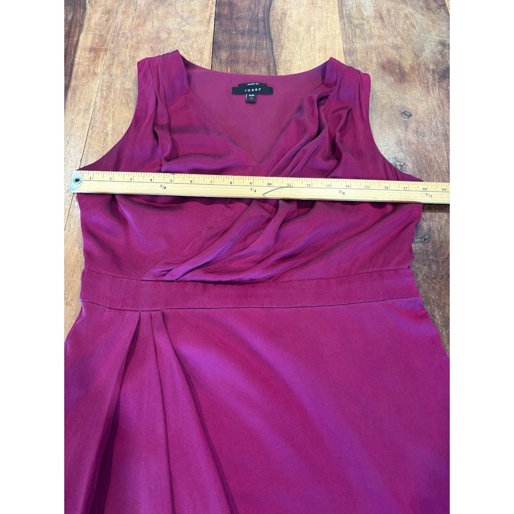 Josef bright pink 100% silk dress ruched womens' size medium party wedding guest - Picture 3 of 9